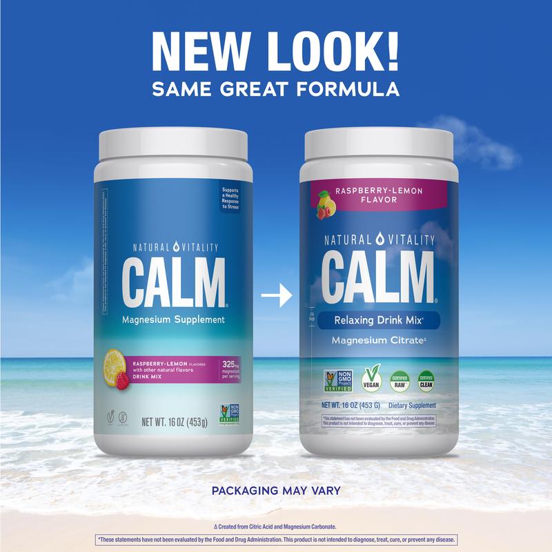 CALM Relaxing Drink Mix - Anti Stress Drink Mix - With Ionic Magnesium Citrate - Raspberry Lemon Flavor - 16 oz (453 g) - 113 Servings