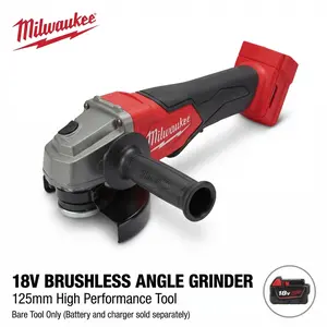 Milwaukee 18V Brushless Angle Grinder 125mm For Metal Cutting And Fabrication With Variable Speed Control And Paddle Switch