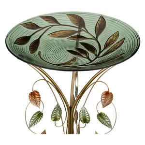 Regal Art & Gift 18" Birdbath with Decorative Stand - Leaves