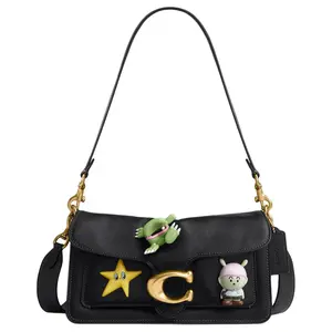 COACH x BRAIN DEAD joint model Empire Carryall 20 gold brand print cow leather handbag small size women's brown