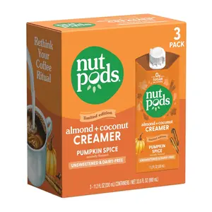 nutpods Pumpkin Spice Creamer - Unsweetened Dairy-Free Creamer, Made from Almonds and Coconuts, Whole30, Gluten Free, Non-GMO, Vegan, Kosher (3-Pack)