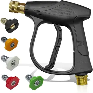 High-  Washer  4350 PSI Max, Power Washer Short  with 1/4" Outlet Quick Connect & 5 Nozzles, M22-14 Thread Auto Cleaning Sprayer  Tool for  Washing (Washer /Nozzle)