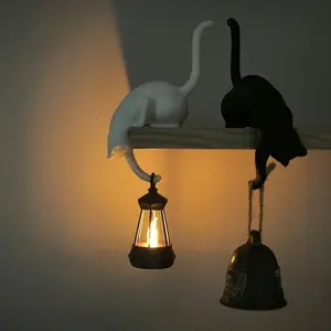 Cute Cat Hook 3D Printed with Lantern Ornament Pendant Key Holder Wall Hook for Storage Unique Design Functional Decorative Easy Install