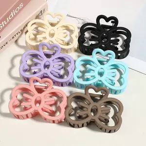 6pcs Set Women's Girls' Sweet Cute Hollow-out Bow Hair Clips Large-sized Elegant Minimalist Shark Clips High Elasticity Safe Wearing Essential for Daily Outings