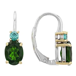 JTV Chrome Diopside Rhodium & 18K Yellow Gold Over Silver Earrings 2.36ctw