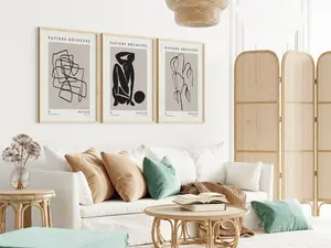 Set of 3 Matisse Poster, Matisse Beige Print Set Of 3, Matisse Black Poster -  Minimalist Matisse Poster, One Line Matisse Print