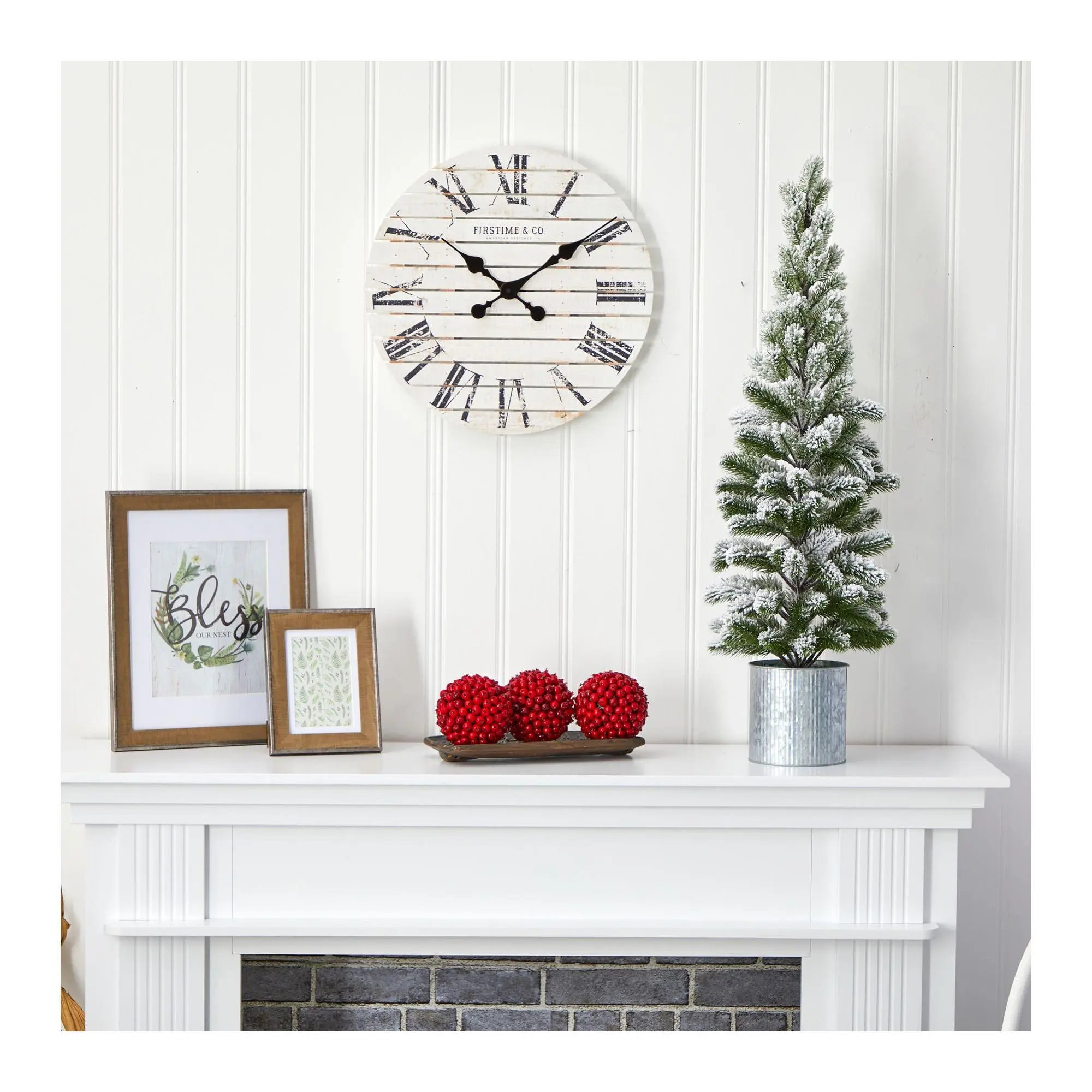 Nearly Natural 3' Flocked Christmas ArtificialPine Tree