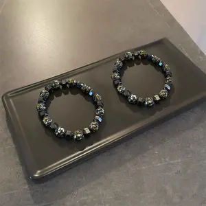 2026 new 2-pack irregular black gallstone splicing bracelet men's hip-hop niche design bracelet versatile high-end fashion simple accessories