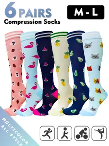 Compression Socks for Men & Women, 20-30mmhg Knee High Design, Running Performance Recovery, 6 Pairs for Circulation Support