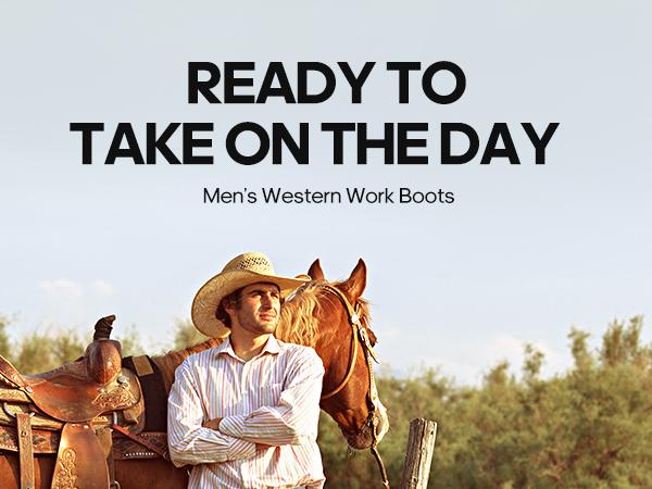 NORTIV 8 Steel Toe Cowboy Boots for Men Western Square Toe Leather Work Boots with Hazard Protection Goodyear Welt Construction Oil Slip Resistant Outsole NORTIV 8 Steel Toe Cowboy Boots for Men Western Square Toe Leather Work Boots with Hazard Protection Goodyear Welt Construction Oil Slip Resistant Outsole