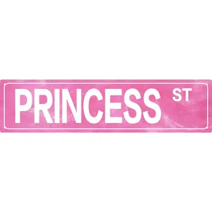 Retro Girl Pink Aluminium Metal Sign Princess Statement Wall Decor for Home Vintage Bar or Dorm Unique Gift Idea for Friends 4x16 in