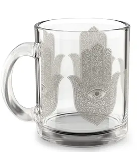 Hamsa Hand Glass Mug | 10oz Clear Hamsa Eye Mug