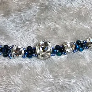 Elegant Adjustable Rhinestone-and-Glass Bracelet