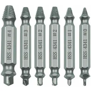 6 Counts Set Damaged Screw Extractor Set,Double Head Extraction Design Extractor Head,Easy Out Bolt Extractor, Stripped Broken Screw Remover,Household Repair Tools, Power Tool Accessories, Screwdriver Bit Clip