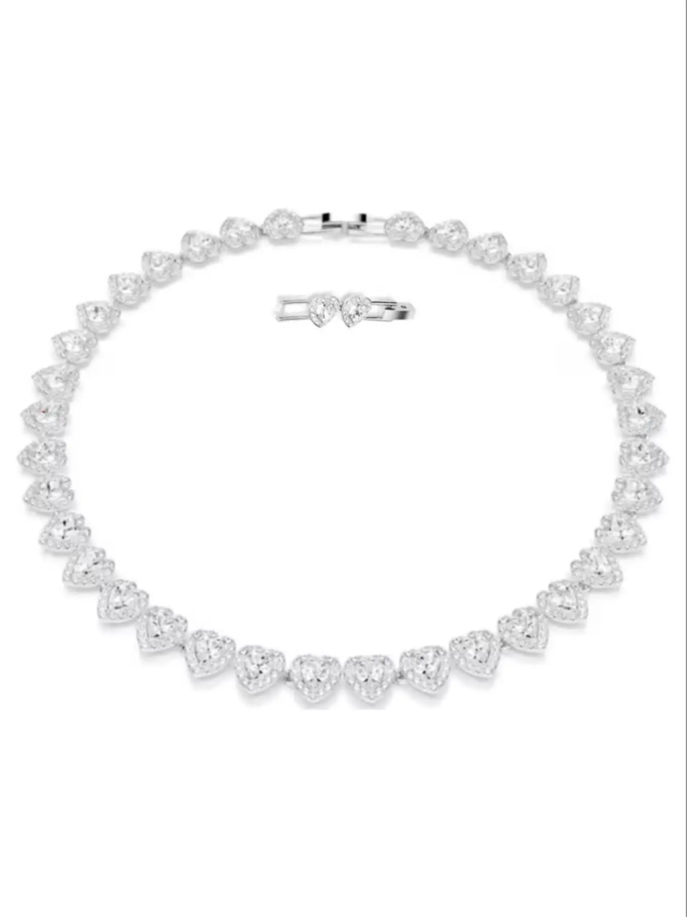 2026 Fashion Jewelry Party New Arrival Heart Necklace, Shiny High-Quality Tennis Ball Shape Silver Color Necklace, Luxury Holiday Gift for Women 5720857