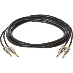 Banana Plug 16AWG Speaker Cable Wire, CL2 Rated with Gold-Plated Banana-Tip Plugs (4mm), 99.9% Oxygen-Free Stranded Copper Wire, 6 foot, Black