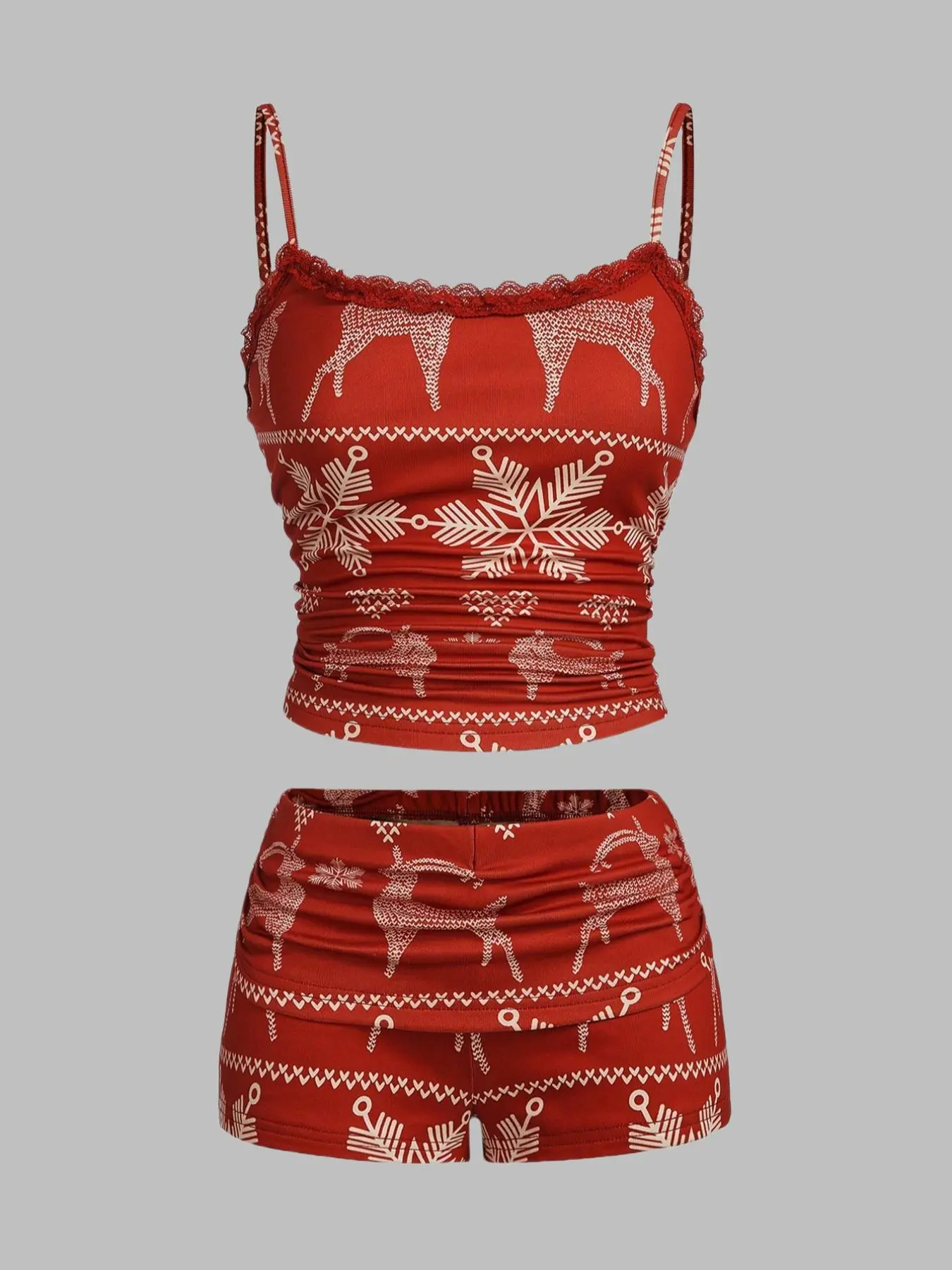 Women's Solid/All Over Print Cami Top & Shorts Two-piece Set, Casual Fashion Cozy Top & Shorts for Daily Outdoor Wear, Ladies Summer Clothes