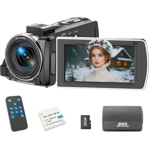 Camcorder Video Camera 4K, 64MP Digital Camera 18X Digital Zoom Vlogging Camera for Youtubers 3"270?Rotation Screen 4k Camera for Video Recording with  & 32GB Card, Remote Control