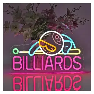 Billiards Neon Light Wall Decoration For Business Billiards Club Game Room Gym Men Cave Party, USB Powered Dimmable 24cm×40cm