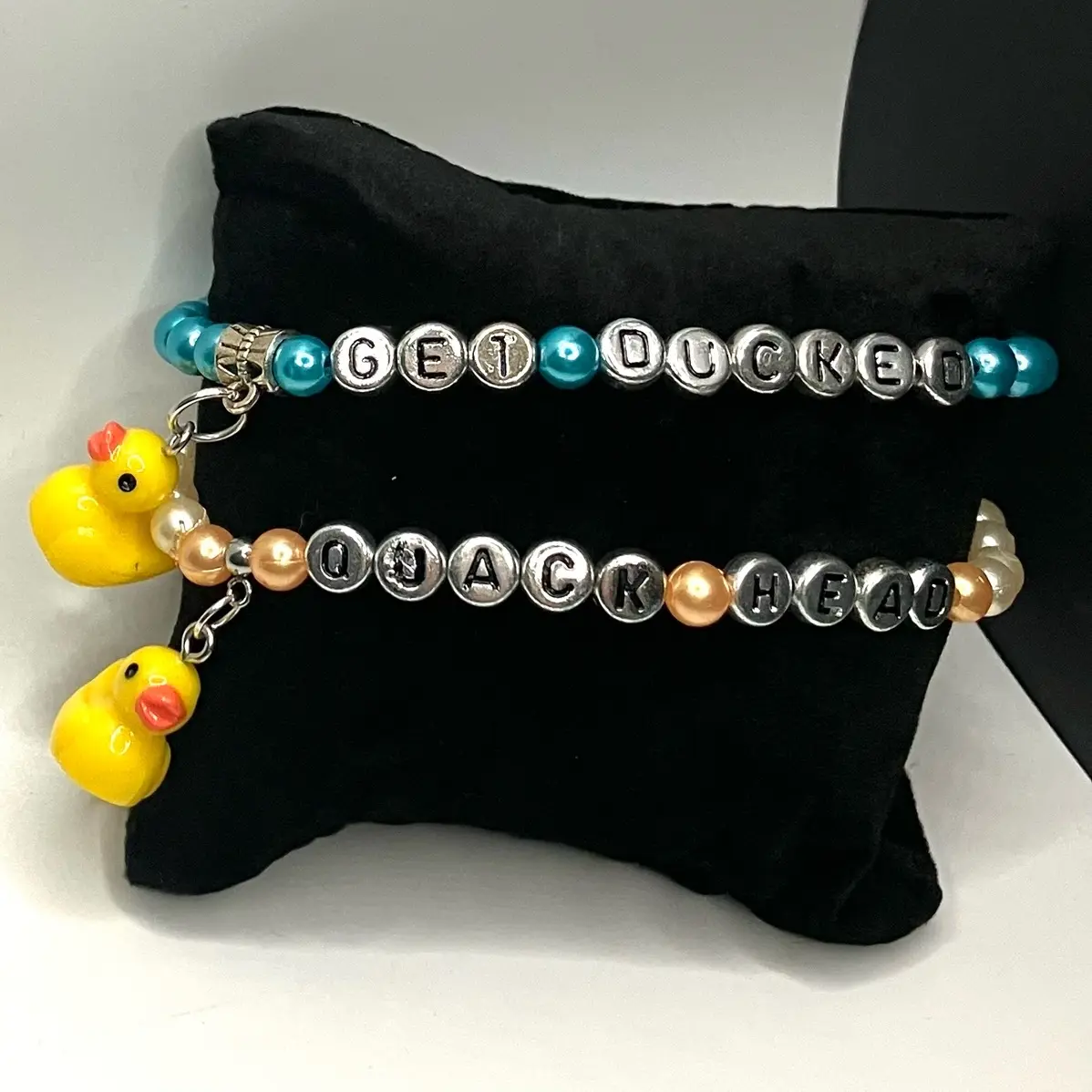 Rubber ducky pun handmade beaded stretch bracelets woman gift