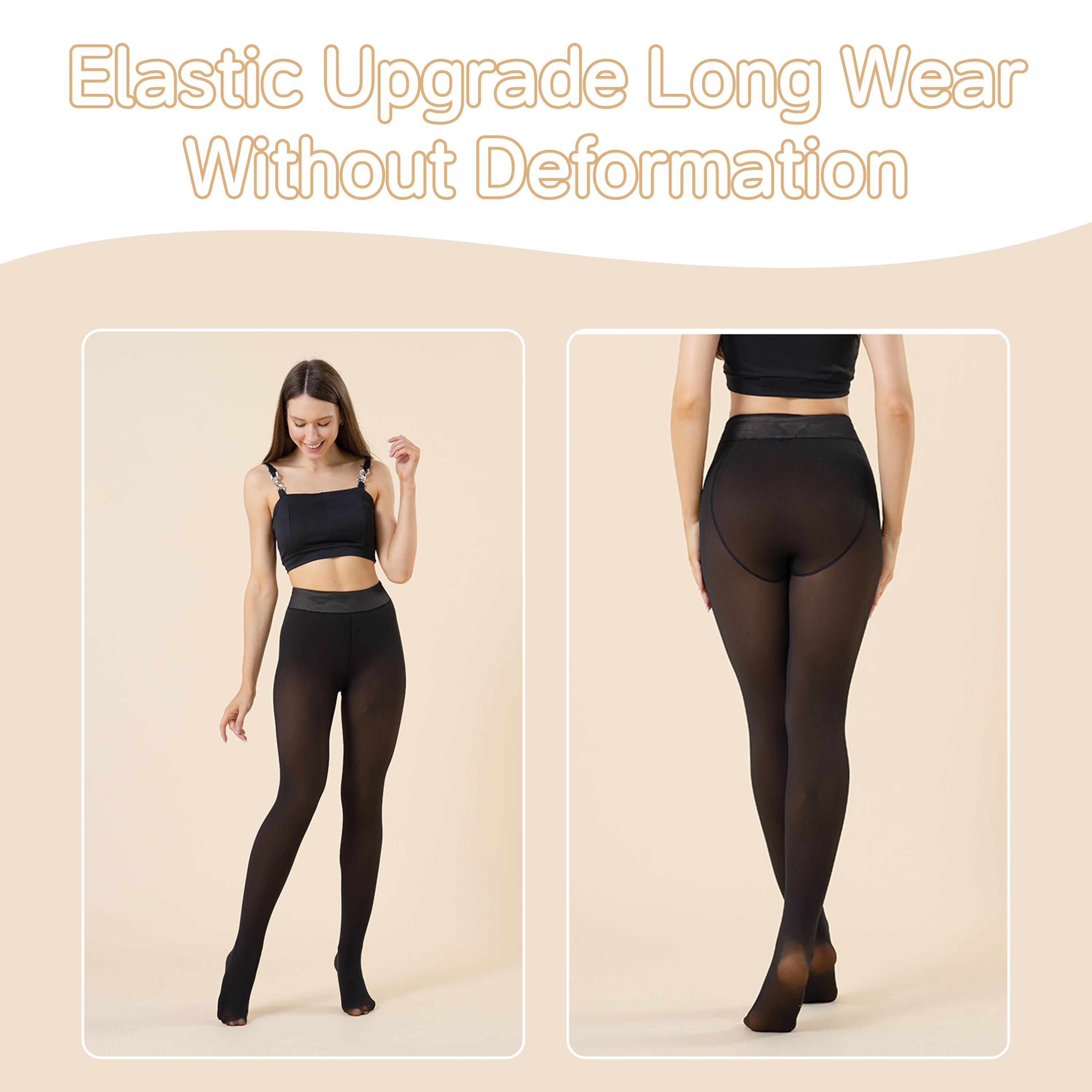 Fleece-Lined Sheer Tights for Women – Warm Winter Leggings Pantyhose with a Translucent Look