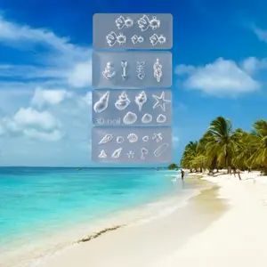 6-Piece Oceanic Silicone Mold Set, Oceanic Designs, High-Transparency Fish Shell Coral Conch Goldfish Templates, DIY Manicure Nail Art Tools & Accessories