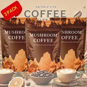 Mushroom Coffee With 10 Adaptogenic Mushrooms And MCT Oil, USA Grown Instant Coffee, With Turkey Tail, Shiitake, Lion'S Mane, 6.35 OZ