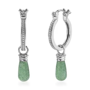 Green Aventurine 6.80 ctw Earrings in Stainless Steel