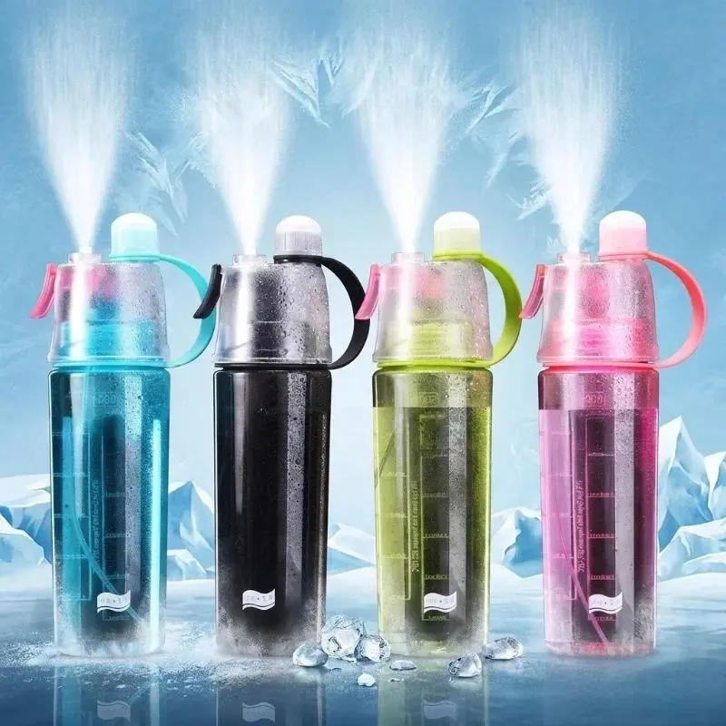 700ml 2-in-1 Cooling Spray Water Bottle - Portable Cooling Cylindrical Cup with Lid, Single Bottle for Outdoor Sports, Summer Gift for Fitness Lovers
