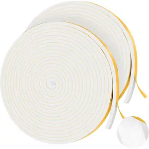 66Ft  Tapes Self Adhesive  Seal Strips 1/2In x 1/8In x 33.1Ft Each Roll Weatherstrips High Resilience Weather Stripping Door Seals for Door Soundproofing, Window Insulation (2R, White)