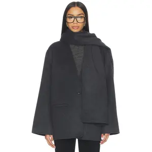 EAVES x Coco Ragni Wool Scarf Jacket in Charcoal