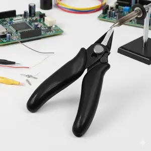 Professional Micro Precision Flush Cutters Set: Multi-Function Jewelry Pliers with Safety Lock, Mini Flat & Diagonal Cutters for Model Making, Electronics Repair, DIY Crafting, Rust-Resistant Wire Cutting Tools Hand Tools