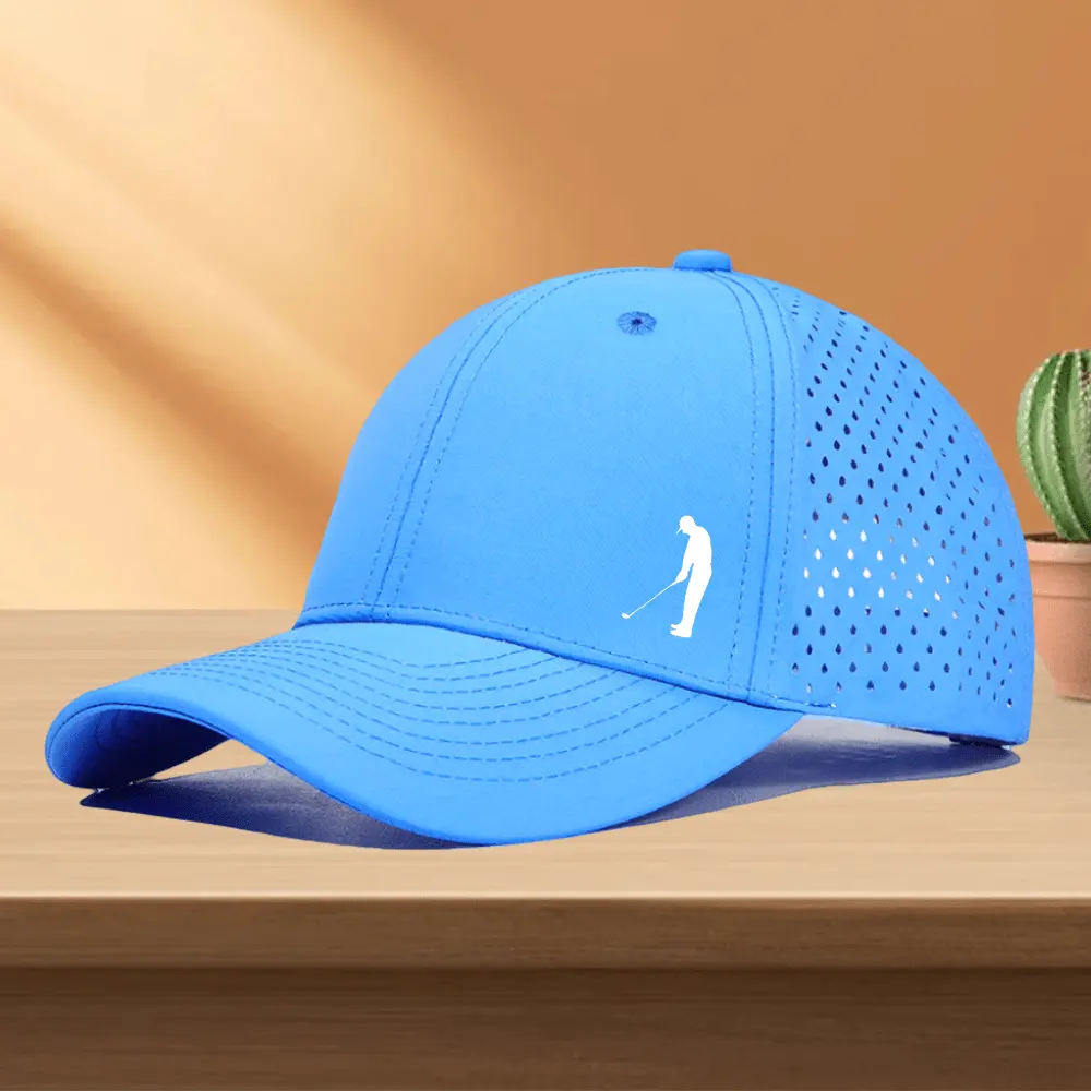 1pc Men'S Quick-Dry Golf Cap with Perforated Mesh Back & Golf Swing Design - Breathable Trucker Hat, Lightweight All-Weather Golf Hat for Golfers, Casual Outfits - Available In, Navy, Olive, Brown, Green, Red, - Ideal Gift For Golf Enthusiasts