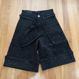 Women's Stretchy Rhinestone Light Fabric Bermuda Bottoms - Everyday Style, Comfortable Fit, Trendy Womenswear Clothes