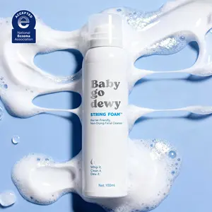 Baby go dewy STRING FOAM Barrier Friendly Non-Drying Facial Cleanser with APG & Plant-Powered Ingredients for Sensitive Skin 100ml Fragrance Free Glycerin