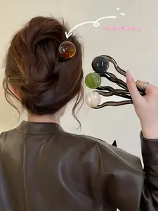 Vintage Simple U-Shaped Beaded Hair Pin, Hair Bun Clip, Stylish Updo Hair Accessory for Women & Girls, Perfect Gift Idea for Her