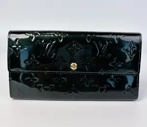 Pre-owned Louis Vuitton Vernis Sarah Wallet Blue Nuit