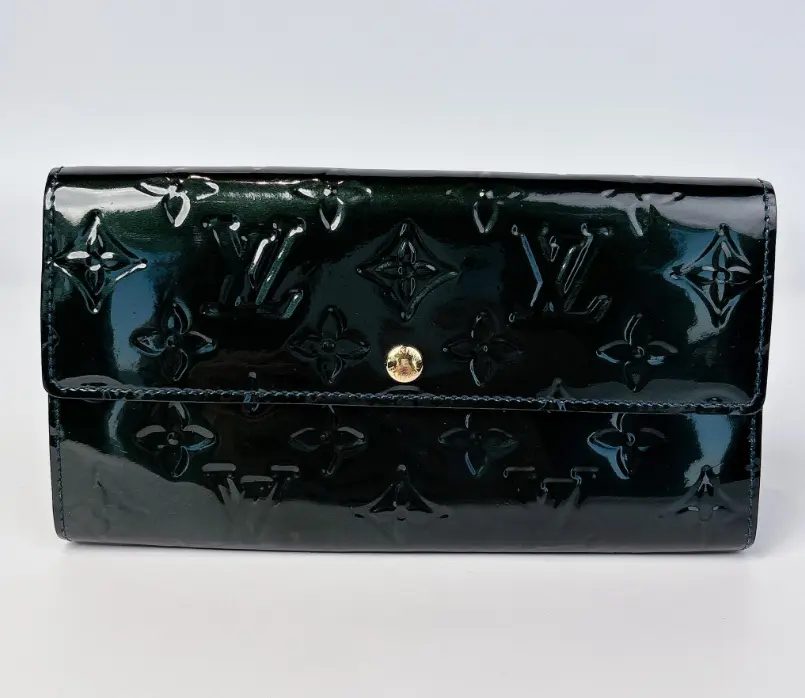 Pre-owned Louis Vuitton Vernis Sarah Wallet Blue Nuit