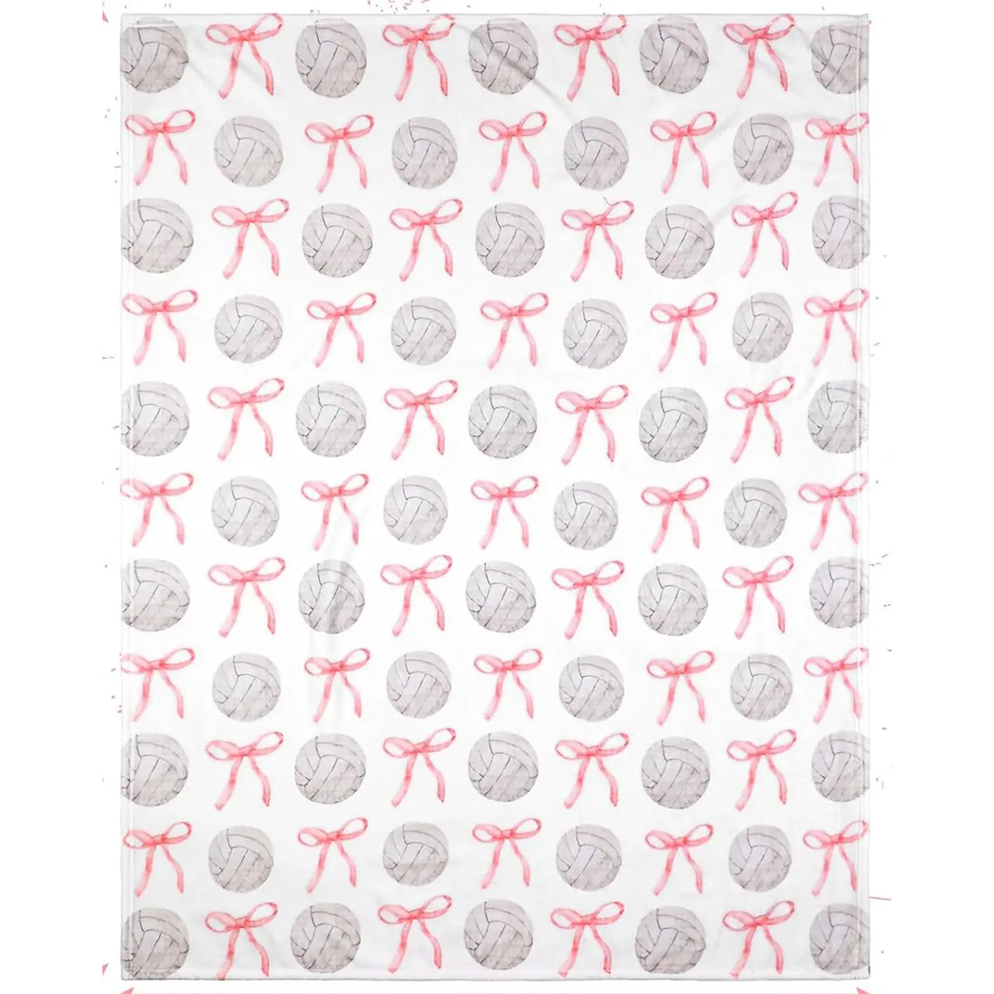 1pc Pink bow volleyball blanket, cute Christmas flannel volleyball blanket, soft and comfortable blanket, Blanket for couch, Decorative blanket, Bowknot design blanket, suitable for sofa bed decoration, gift, birthday present, Blanket Gifts