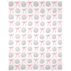 1pc Pink bow volleyball blanket, cute Christmas flannel volleyball blanket, soft and comfortable blanket, Bowknot design blanket, suitable for sofa bed decoration, gift, birthday present