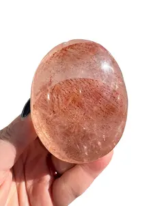 New Moon Beginnings Fire Quartz Palm Stone - Round Fire Quartz with Natural Coloration