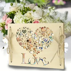 Wooden Heart Shaped Money Holder, 1 Count DIY Greeting Card Money Box, Gift Card Envelope Holder for Wedding, Birthday, Graduation, Party Supplies