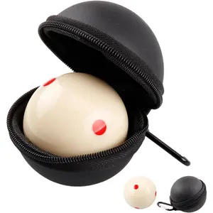 Billiards 2-1/4" Practice Cue Ball with Black PU Case for 6 Red Dots & American Eight Ball