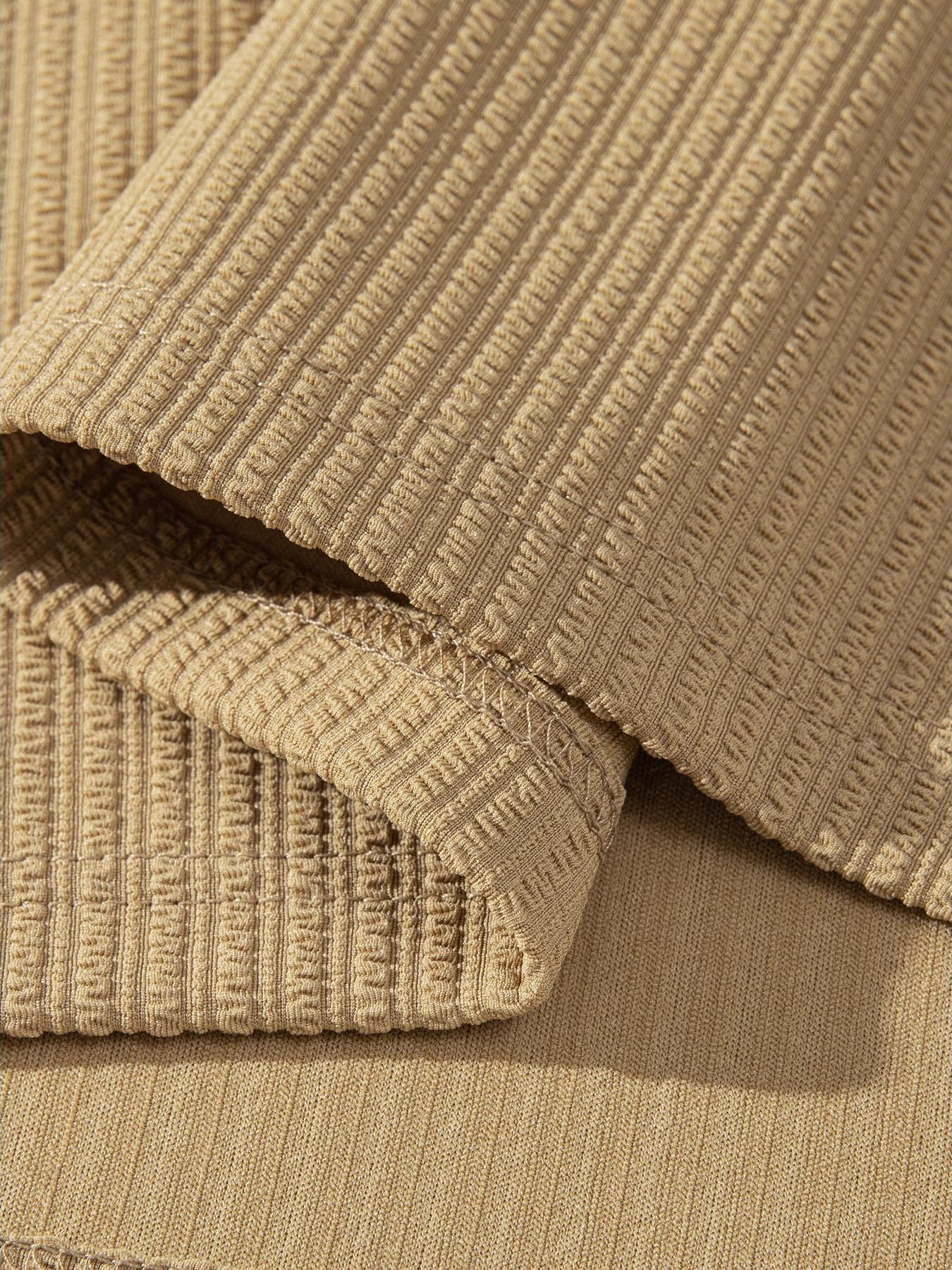 Rib-Knit Texture Co-Ord Set Mens Premium Breathable 2 Piece Outfit with Vertical Rib Weave Detail and Drawstring Elastic Waist Shorts for Casual Daily Wear and Lounge Sessions