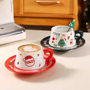 Christmas Ceramic Coffee Mug Set, Home Use Water Cup, Mugs for Christmas Gifts, Festive Holiday Drinkware Collection