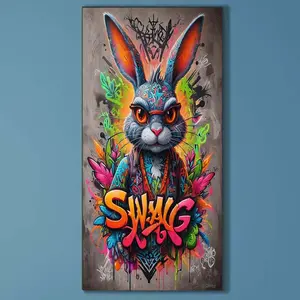 5D DIY Full Drill Diamond Painting - Diamond Painting Kit Rabbit Graffiti Mosaic Canvas DIY Wall Art, Home Wall Decoration