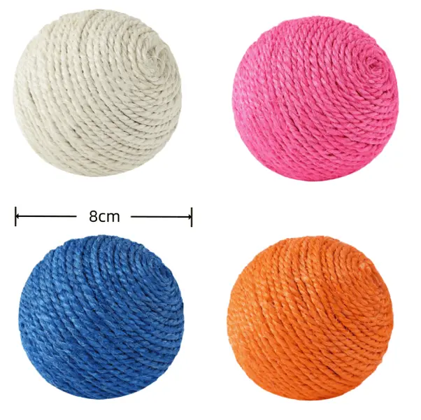 Colorful Sisal Soft Rope Balls with Bell Inside, Interactive Chew & Scratching Gear for Indoor Cats, Quiet Durable Kitten Play Essentials