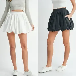 Poplin Bubble Mini Skirt