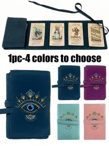 Tarot Card Storage Bag with Blue Evil Eye Design, 4 Colors Available, Velvet Tarot Bag with Drawstring, Soft Fabric, Portable Card Holder