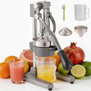 Cast Iron Juicer Manual Hand Press Squeezer for Citrus & Pomegranate - Easy to Clean Metal Juice Press with Stainless Steel Bowl, Ideal for  Cooks,  Enthusiasts, and Bartenders